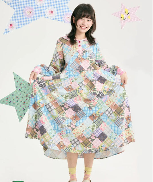 tntntutu - Teddy Patchwork Sailor Collar Dress dress tntntutu