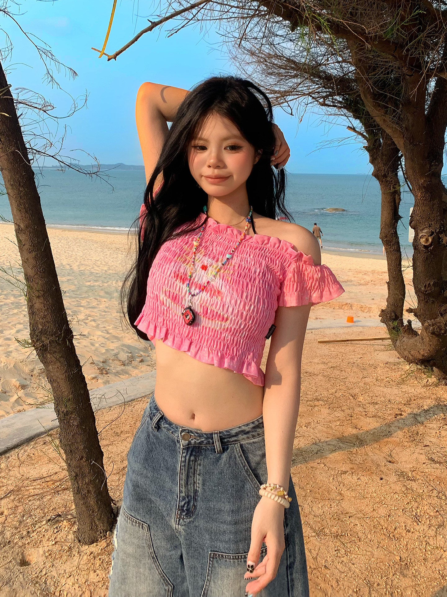 Allbubble - Cat Print Off Shoulder Crop Top vest Allbubble