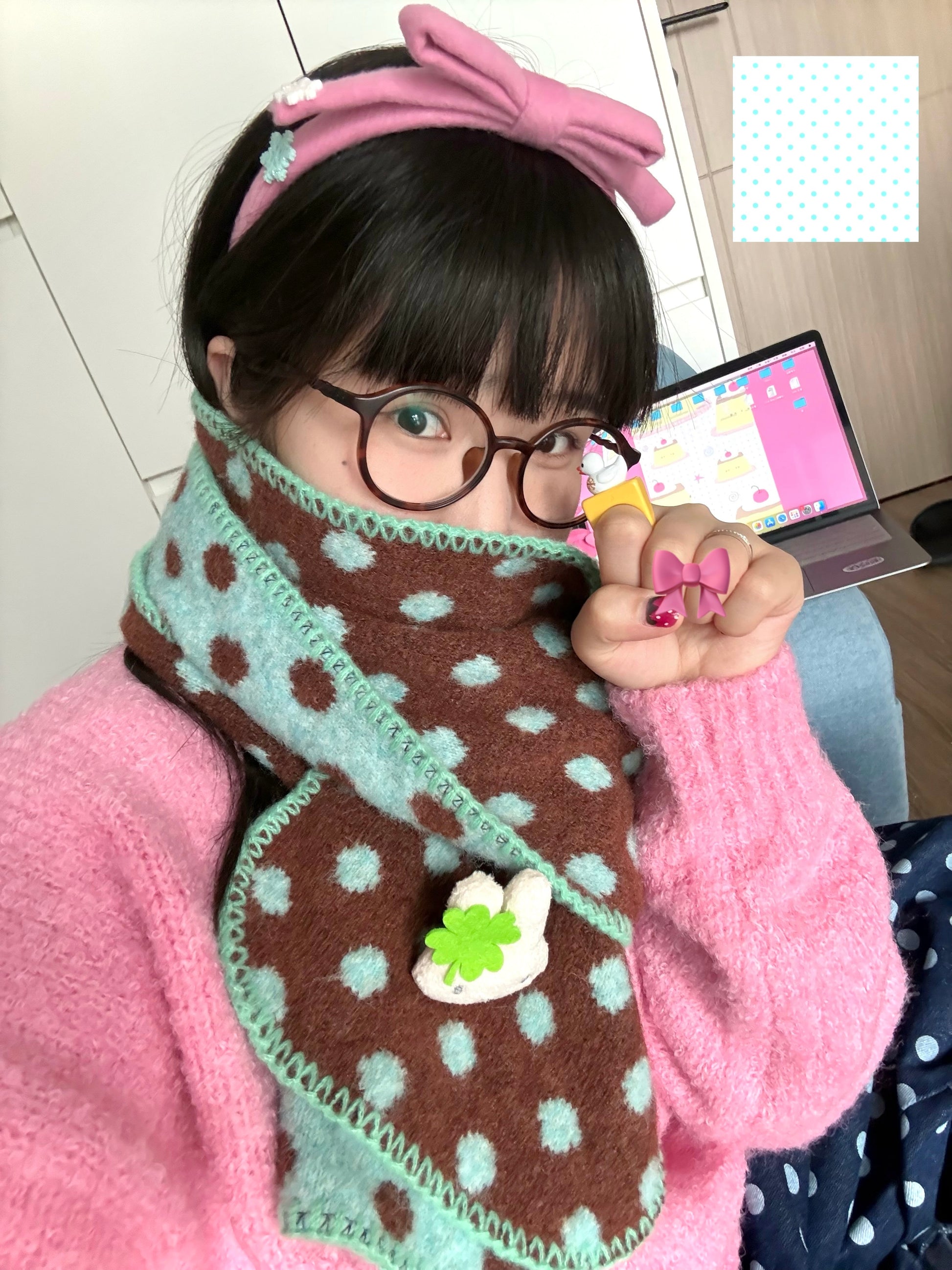 Corner Party - Polka Dot Knit Scarf scarf Corner Party
