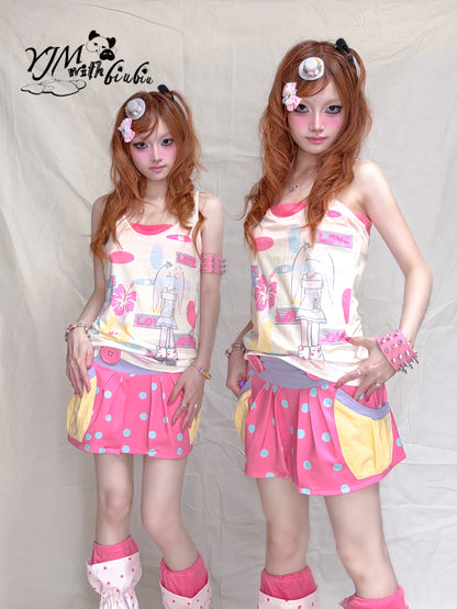 YJM with biubiu - Vintage LOVE Layered Tank Top camisole YJM with biubiu