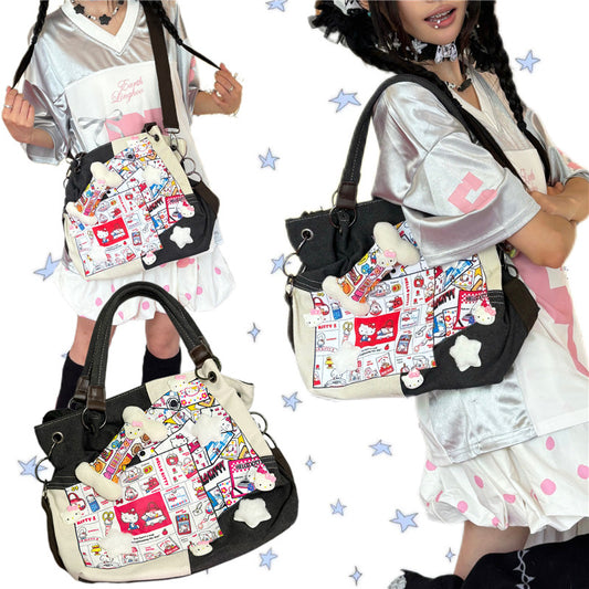 Hottie - Y2K Patchwork Canvas Tote Bag bag Hottie