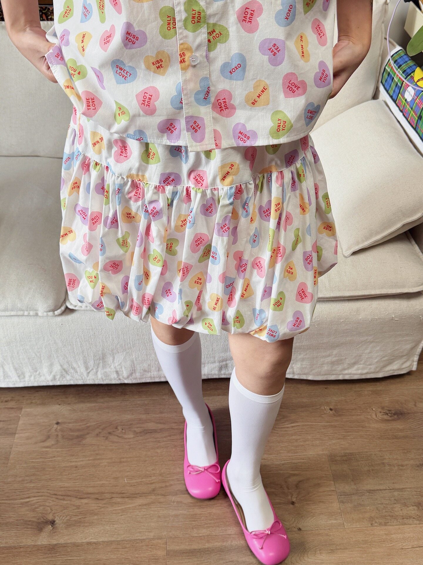 bunnybunnygun - Heart Print Bubble Skirt skirt bunnybunnygun