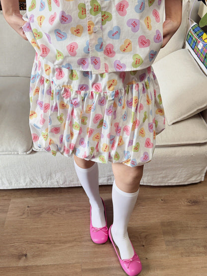 bunnybunnygun - Heart Print Bubble Skirt skirt bunnybunnygun