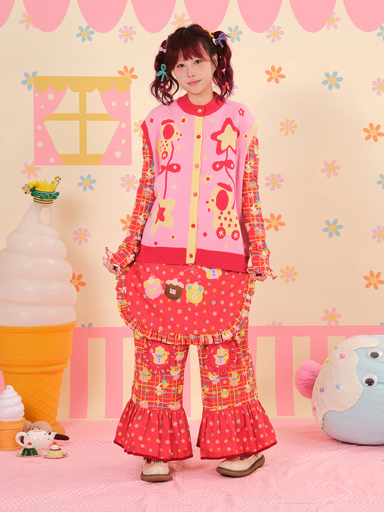 NIKKOU - Kawaii Apron Pants Red Detachable Japanese Girl pants Nikkou home