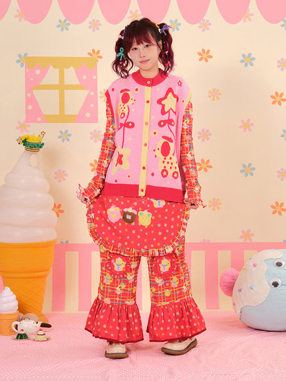 NIKKOU - Kawaii Apron Pants Red Detachable Japanese Girl pants Nikkou home