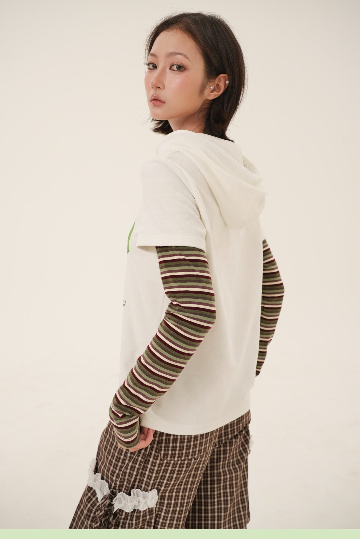 RabbitRain - Apple Picnic Faux-Layered Hooded Sweatshirt hoodie RabbitRain
