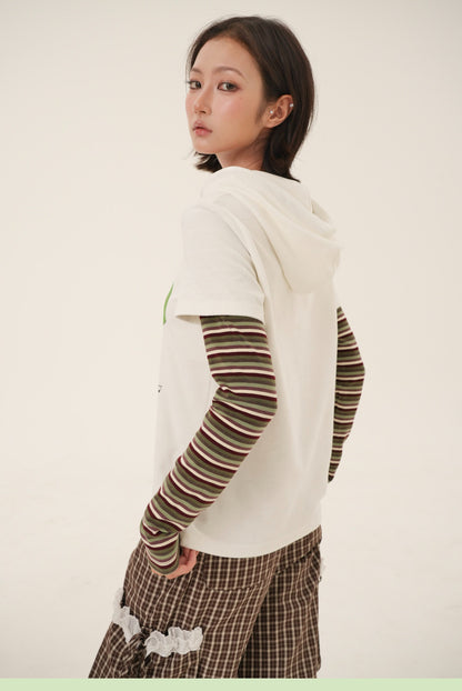 RabbitRain - Apple Picnic Faux-Layered Hooded Sweatshirt hoodie RabbitRain