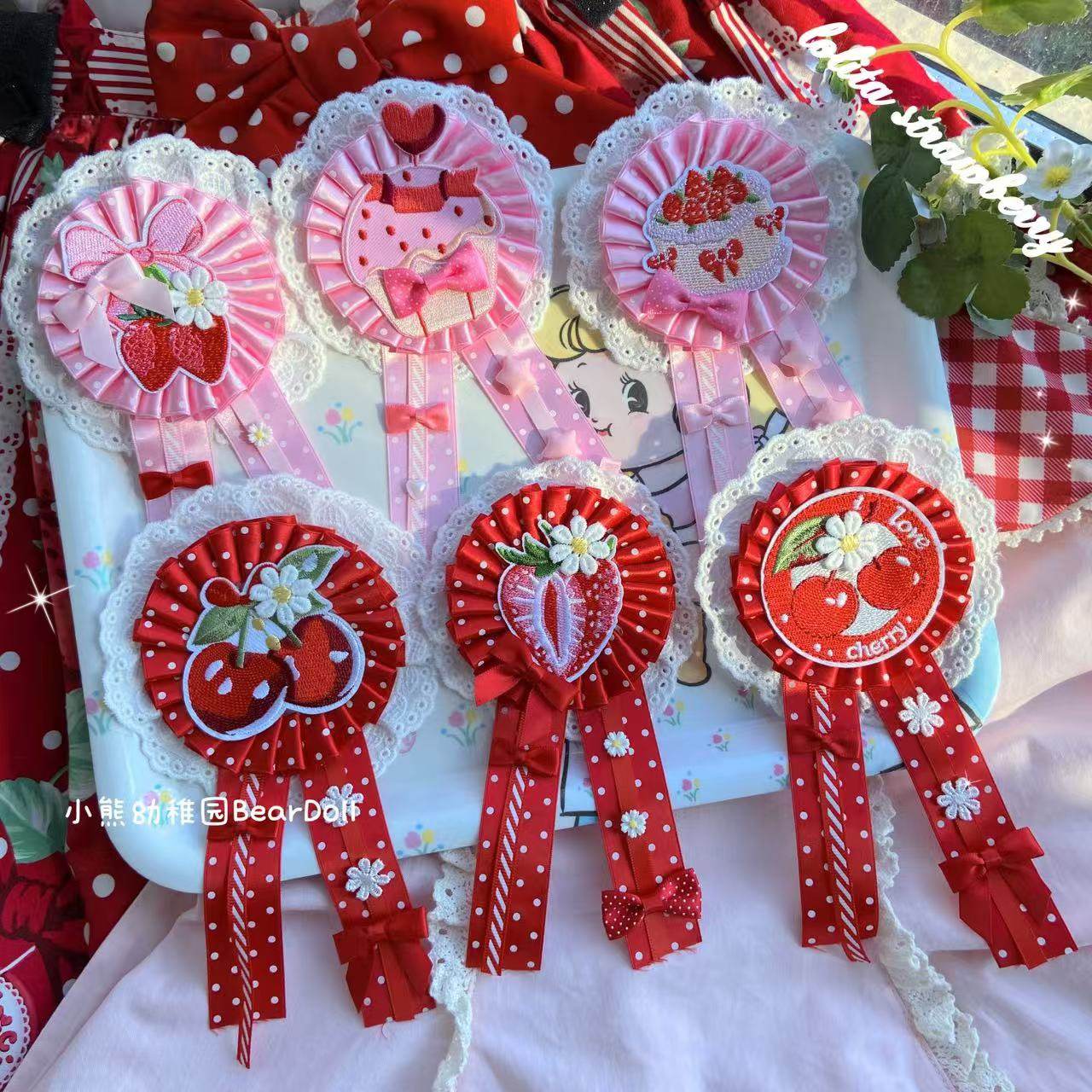 Bear Doll - Kawaii Strawberry Cherry Pin hair clip Bear Doll