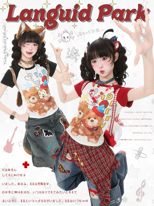 Languid Park - Contrast Raglan Crop Tee apron Languid Park