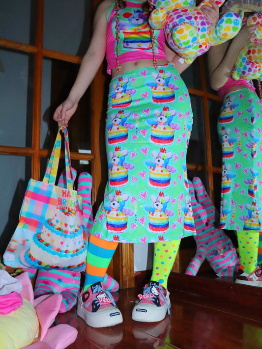 LEERROO - Bear Cake Print Skirt skirt Leerroo