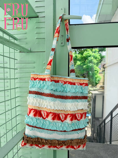frufru - Kawaii Cake Print Corduroy Canvas Tote Bag bag frufru
