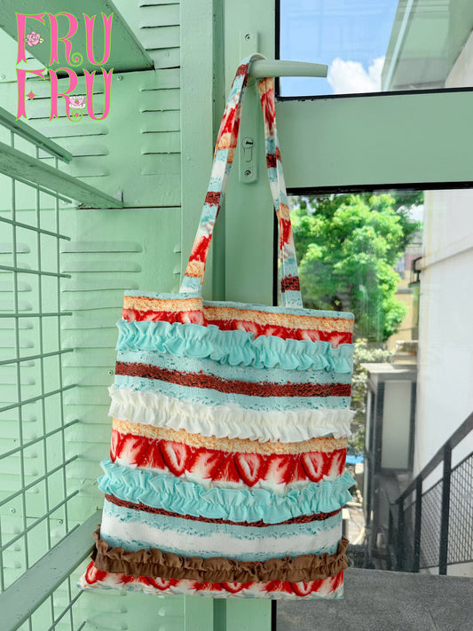 frufru - Kawaii Cake Print Corduroy Canvas Tote Bag bag frufru
