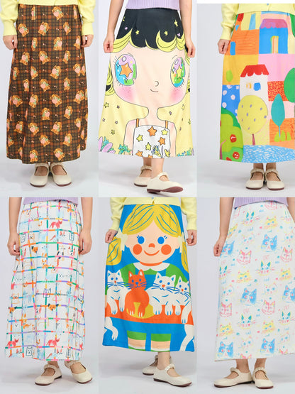 MeowMeow Bug - Kidcore High Waist Mermaid Midi Skirt skirt MeowMeow Bug