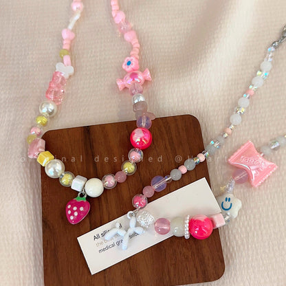 Decora Kei – Strawberry Candy Balloon Dog Bead Necklace necklace Flipped
