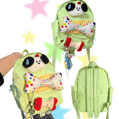 Cute Light Green Puppy Birthday Backpack bag Hottie