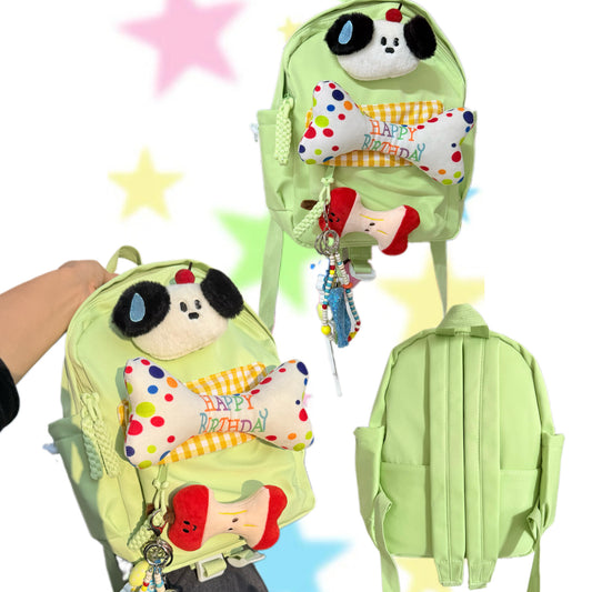 Cute Light Green Puppy Birthday Backpack bag Hottie