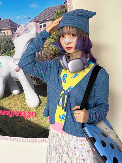 BunnyBunnyGun - Kawaii Loose Tie-Up Top with Hat cardigan bunnybunnygun