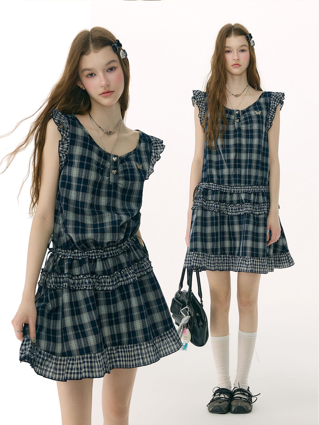 ziziFei - Plaid Ruffle Waist Dress dress ziziFei