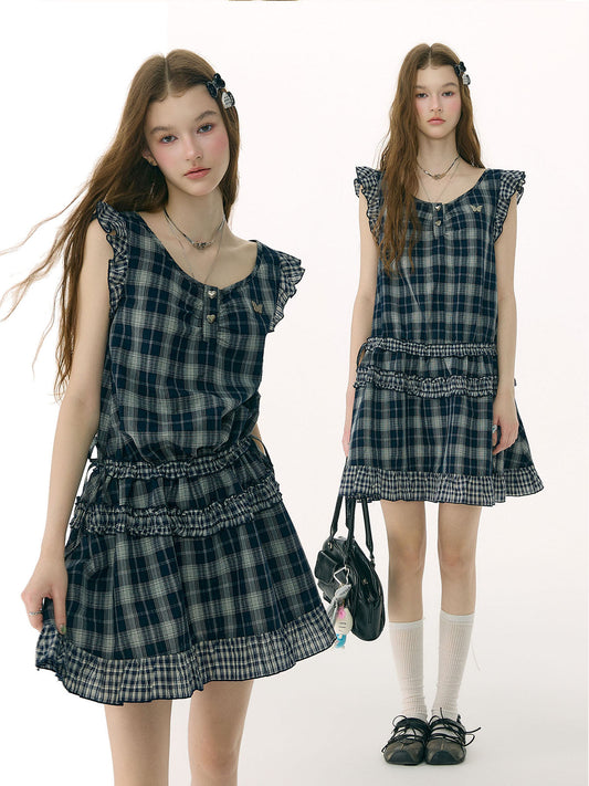 ziziFei - Plaid Ruffle Waist Dress dress ziziFei