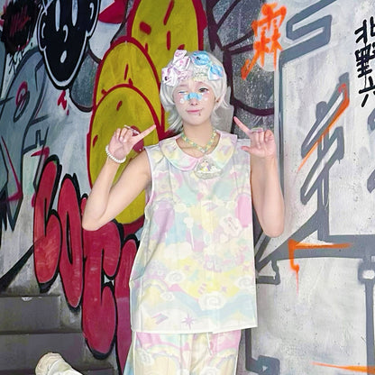 Rainbow Universe RUX - Pastel Decora Tank Top Shorts Set set Rainbow Universe RUX Tank Top M