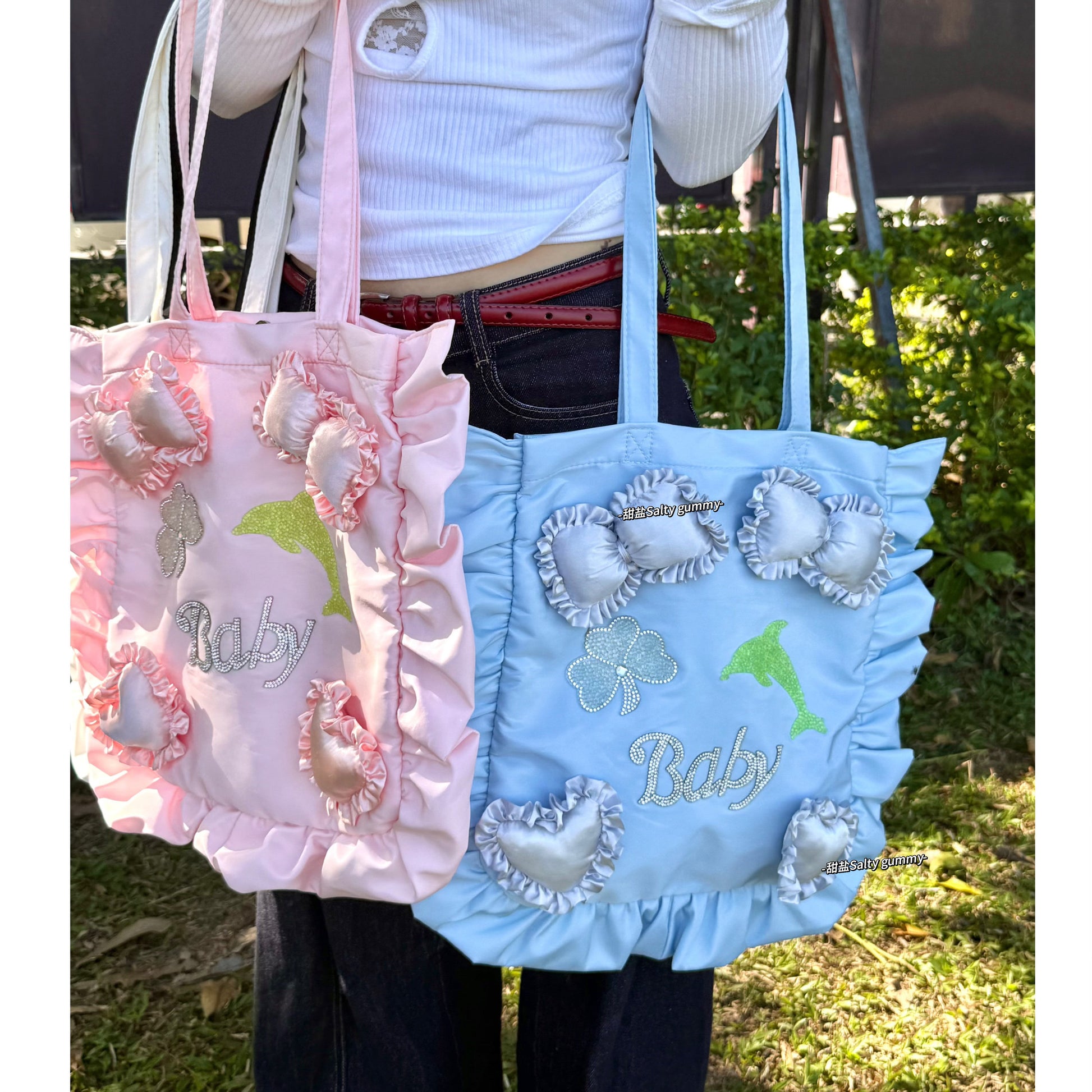 Salty Gummy - Satin Ruffle Tote Bag bag Salty Gummy