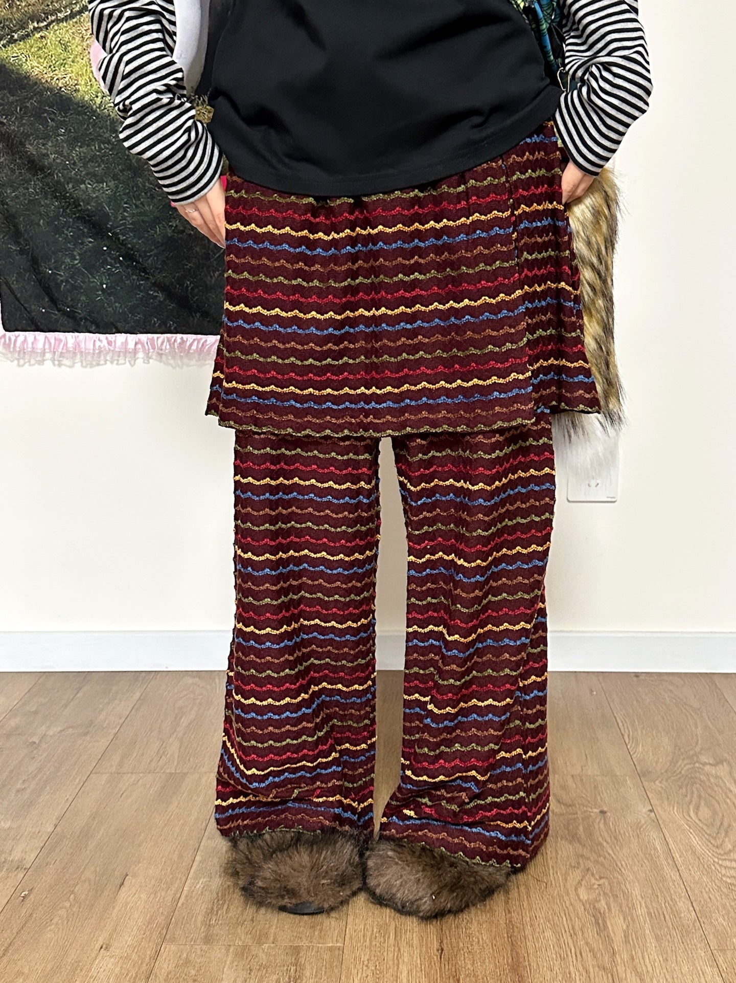 BunnyBunnyGun - Harajuku Wide Leg Pants Brown Layered Skirt Style pants bunnybunnygun