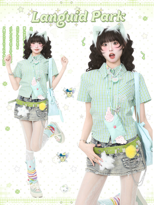Languid Park - Plaid Embroidered Polo Shirt shirt Languid Park