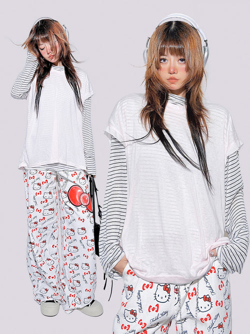 FANLOVEGIRL - Relaxed Stripe Long Sleeve Tee shirt FANLOVEGIRL