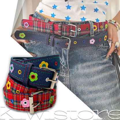 Kiwi Store - Y2K Colorful Plaid Denim Belt belt kiwi store