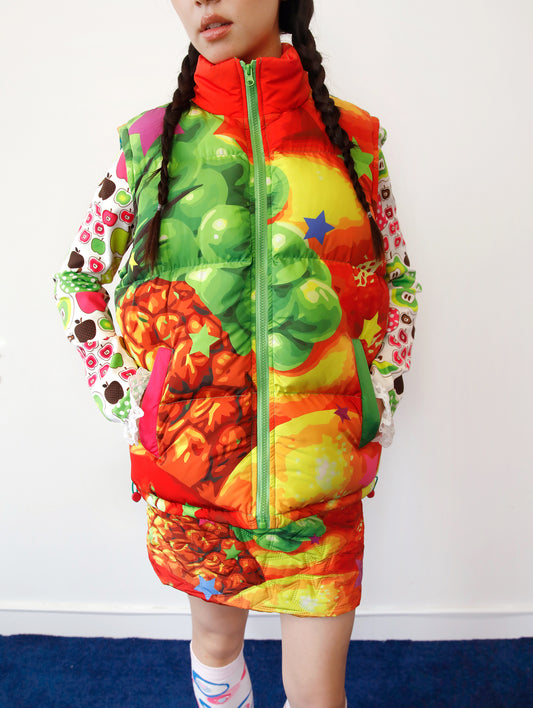 FRUITS - Kawaii Fruit Star Reversible Puffer Vest vest Fruits