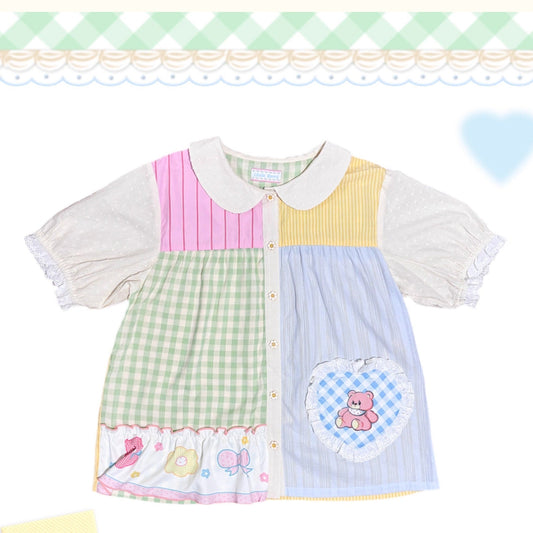 Little Berry - Kawaii Patchwork Color Cotton Shirt shirt Little Berry
