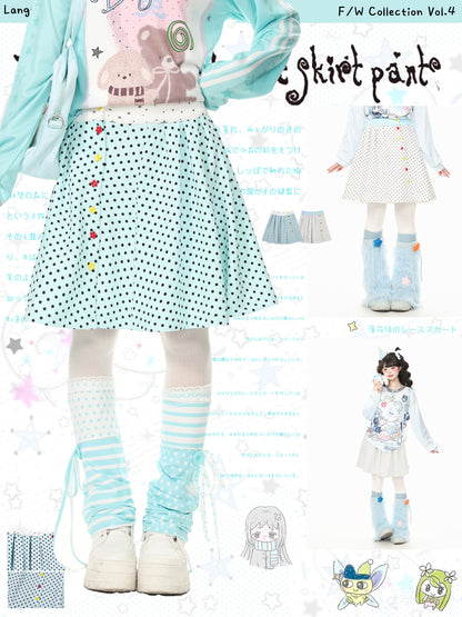 Y2K Polka Dot Color-Block Pleated Skirt skirt Languid Park