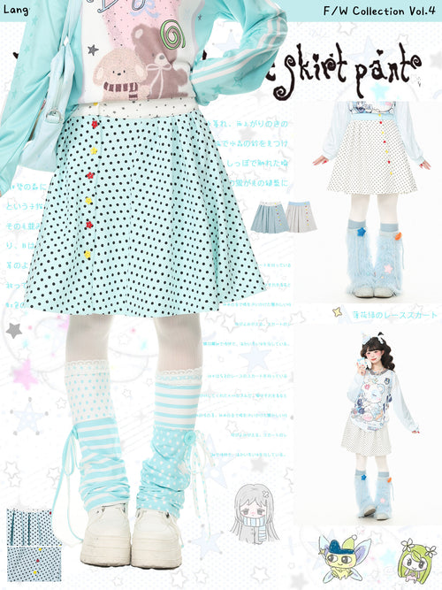 Y2K Polka Dot Color-Block Pleated Skirt skirt Languid Park