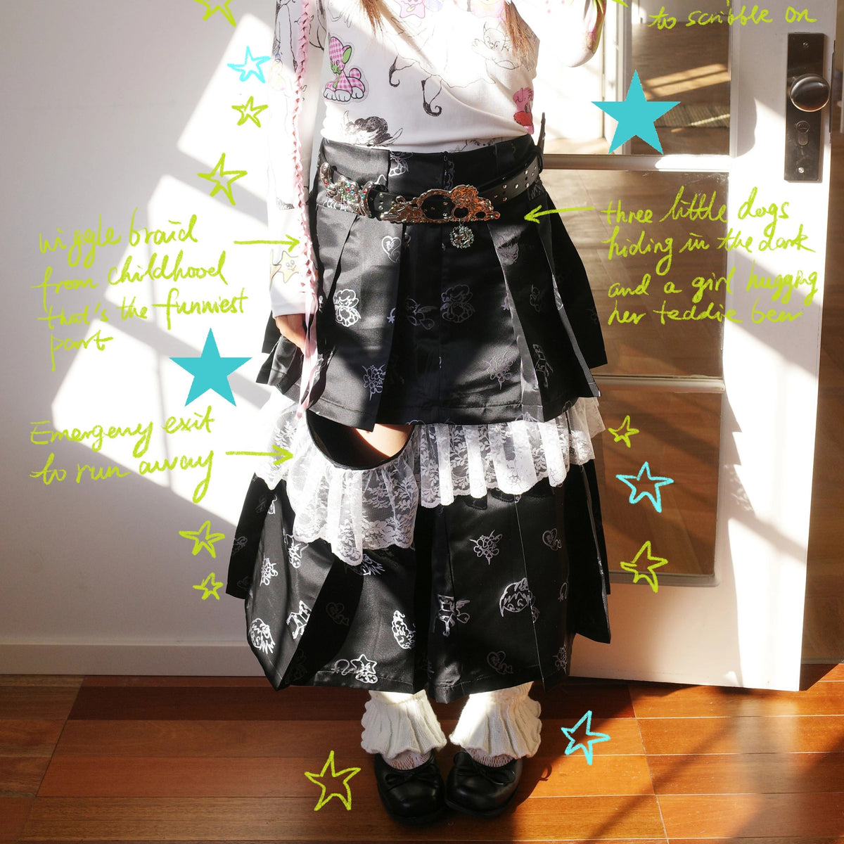 sillysis - Satin Pleated Ruffle Skirt skirt sillysis