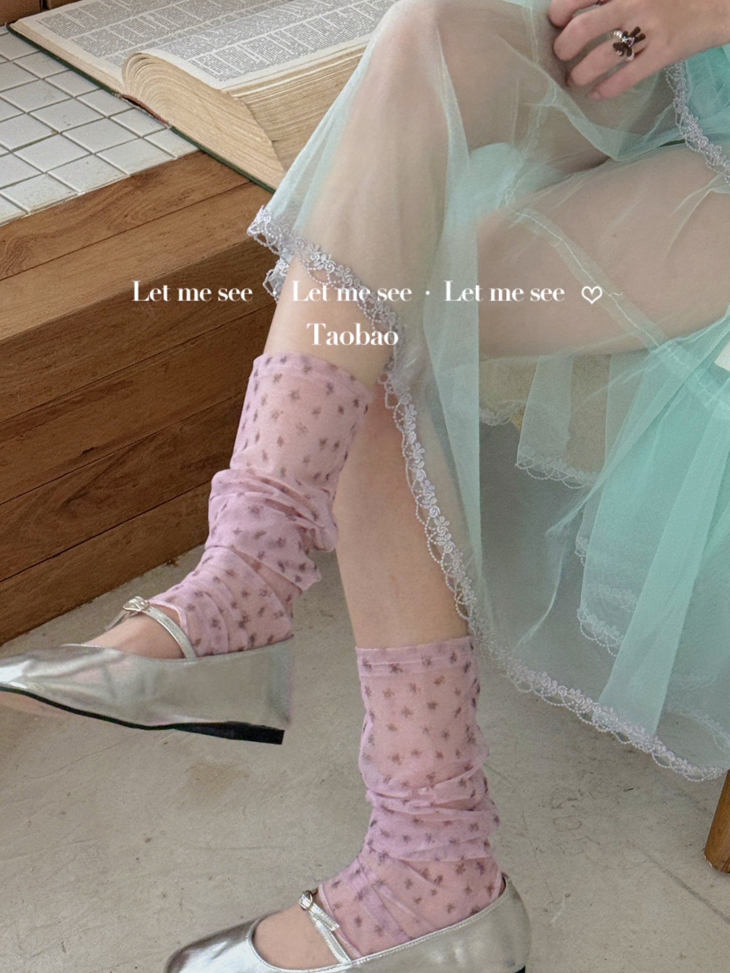 LET ME SEE - Kawaii Sheer Floral Footless Mid Socks sock let me see