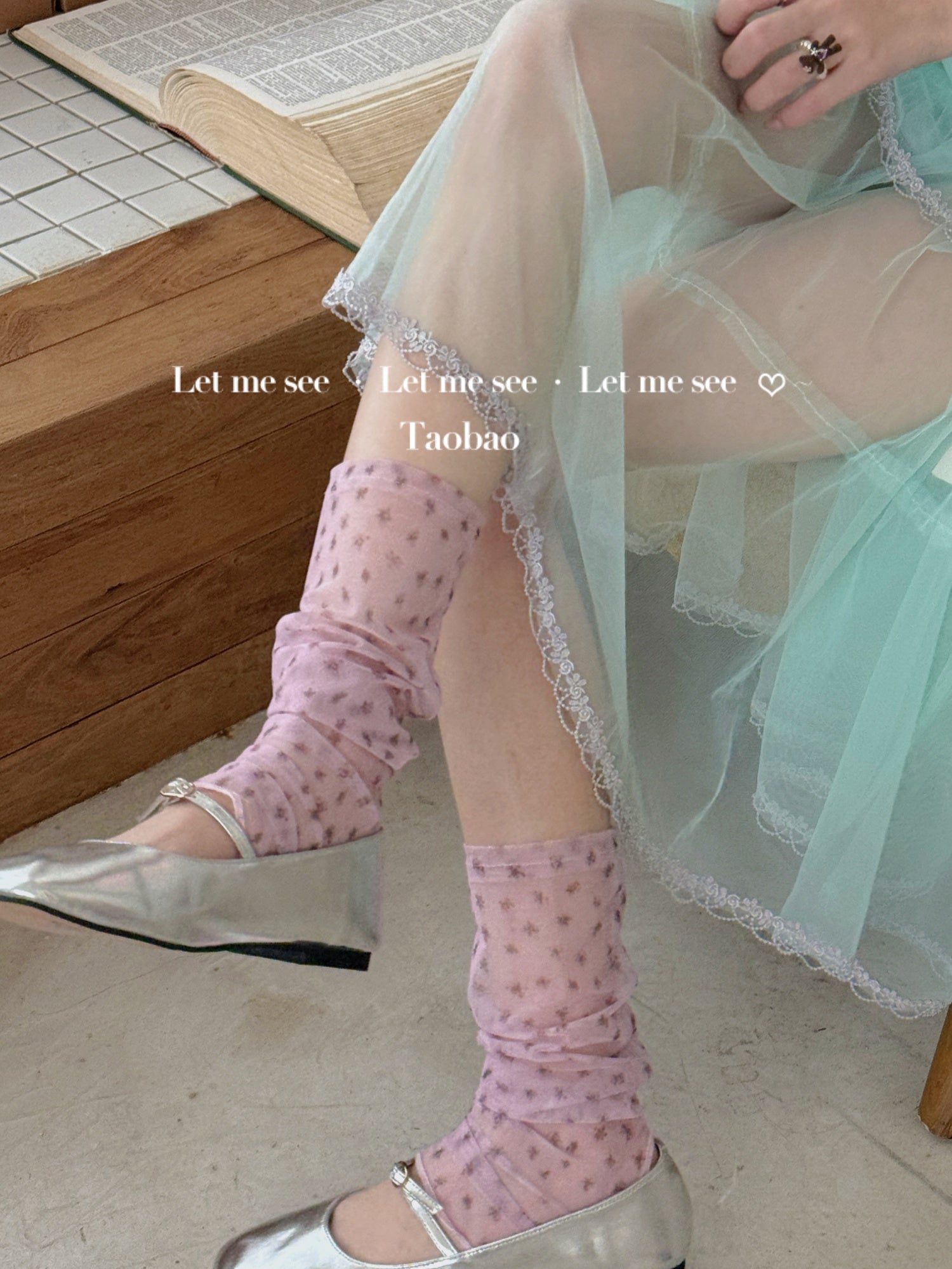LET ME SEE - Kawaii Sheer Floral Footless Mid Socks sock let me see