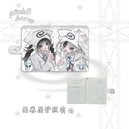 PICKY BONE - Character Print Leather Passport Holder card bag picky bone