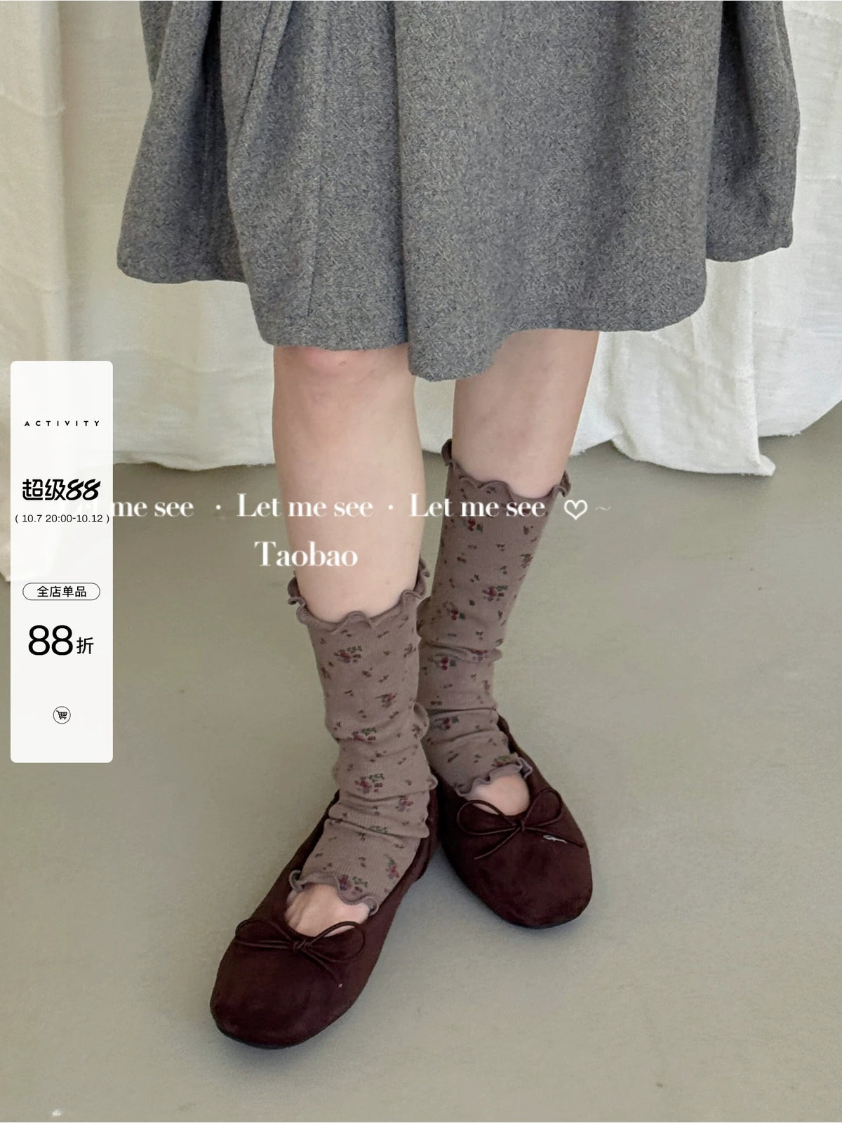 LET ME SEE - Floral Ruffle Footless Socks socks let me see