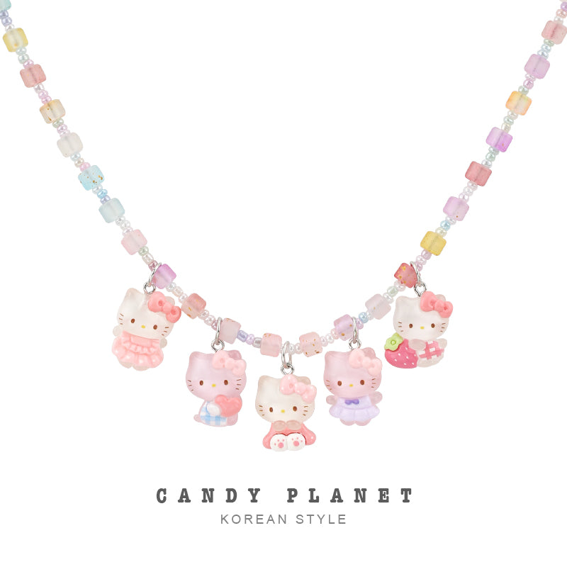 Candy Planet - Decora Kei Kitty Cartoon Pendant Beaded Necklace necklace candy planet