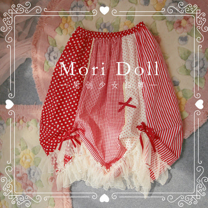 Mori Doll – Bow Patchwork Midi Skirt skirt Mori Doll