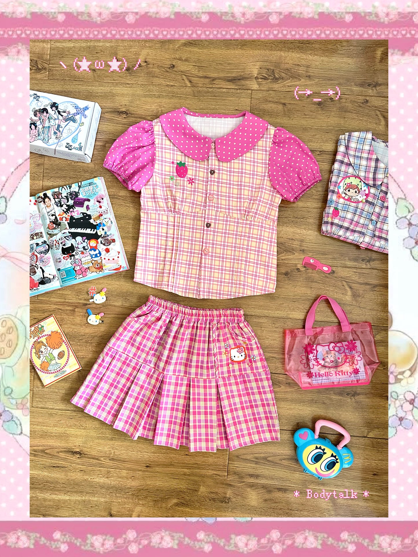 Bodytalk - Strawberry Puff Sleeve Blouse shirt bodytalk