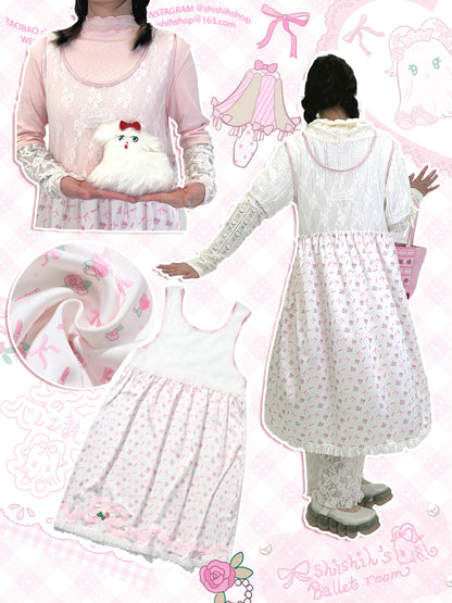 Shishihshop Sleeveless Dress | Harajuku Ribbon Lace Overlay Dress dress shishihshop