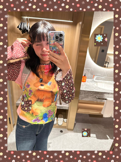 BodyTalk - Y2K Vintage Puppy Print Top shirt bodytalk