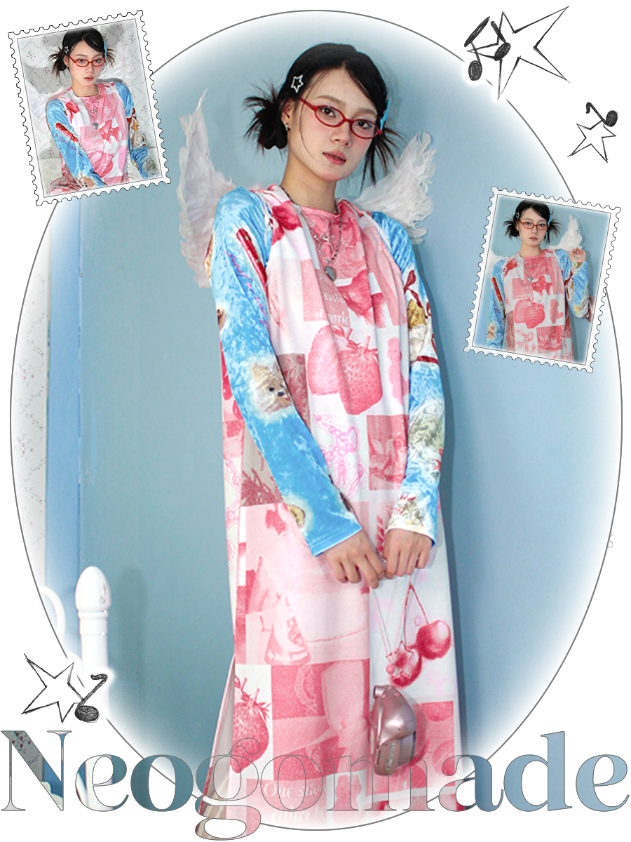 NeogoMade - Y2K Pink Retro Spliced Vest Dress dress NeogoMade