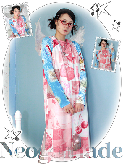 NeogoMade - Y2K Pink Retro Spliced Vest Dress dress NeogoMade