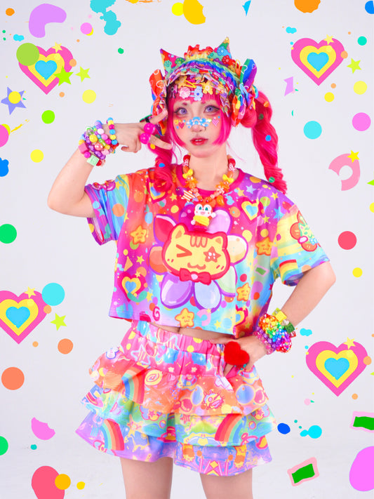 Dream Bubble - Sunflower Cat Crop Tee tshirt Dream Bubble