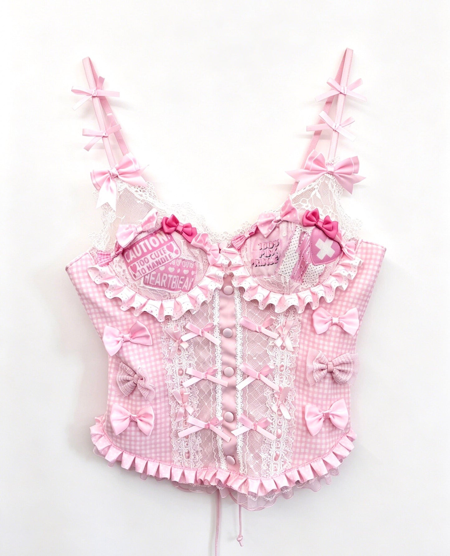 RedDevil - Subculture Pink Lace Bow Cami Top camisole Red Devil S