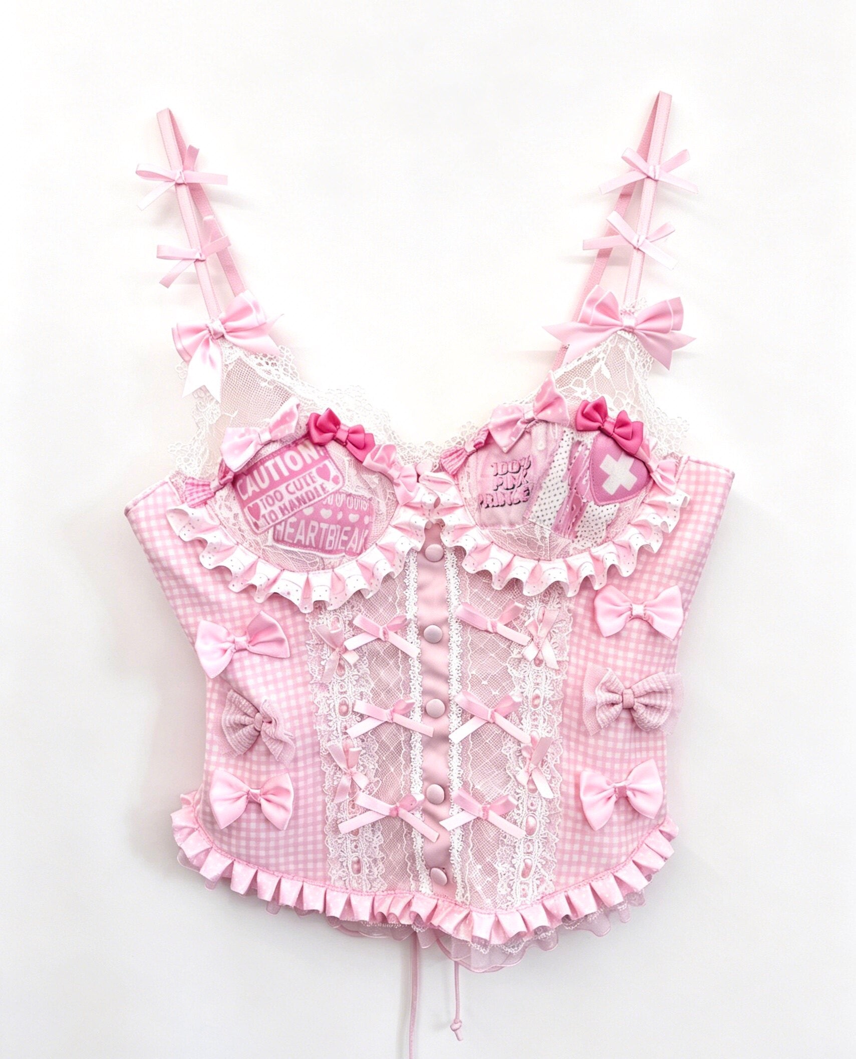 RedDevil - Subculture Pink Lace Bow Cami Top camisole Red Devil S