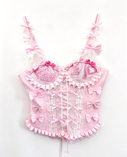 RedDevil - Subculture Pink Lace Bow Cami Top camisole Red Devil S