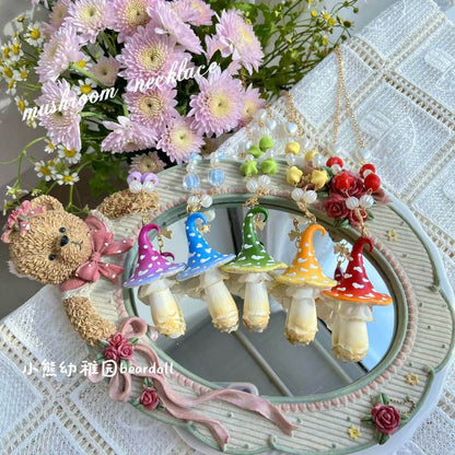 Bear Doll - Kawaii Mushroom Beaded Necklace necklace Bear Doll